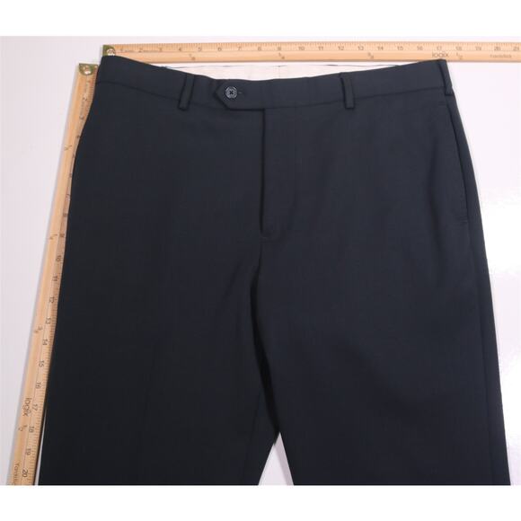 Brooks Brothers Madison Solid Black Flat Front Wool Dress Pants Trousers 36x26 - Picture 4 of 8